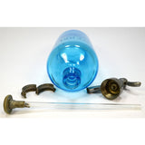Vintage SPARKLING BEVERAGES SELTZER BOTTLE Turquoise Blue w/ CAP & GLASS SYPHON!