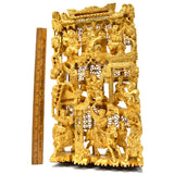 Exquisite Old CARVED WOOD OPENWORK PANEL Gold-Gilt/Gilded IMPERIAL CHINESE SCENE