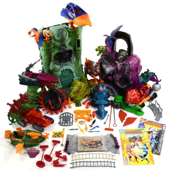 Vintage HUGE MOTU LOT He-Man SNAKE-CASTLE-GRAYSKULL Vehicles ANIMAL FIGURES +++