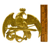 VTG/Antique BRASS EAGLE EMBLEM 5.5" Small Sign INSIGNIA LOGO PLAQUE Crown ITALY