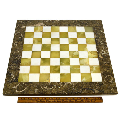 Vintage SEMI-PRECIOUS STONE CHESS/GAME-BOARD 16.5" w/ 1.5" Quartz-AGATE-Marble??