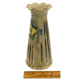 Antique WELLER "LOUELLA" BUD VASE 6.75" w/ Ruffle Lip MATTE GLAZED Yellow Flower