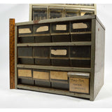 Vintage AKRO-MILS PARTS STORAGE CABINETS Lot of 2 Gray 12-DRAWER BINS 13x11x11"