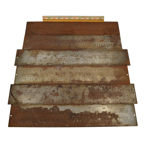 Antique CRONITE ENGRAVING FONT PLATE Lot of 6 ENGRAVER/PANTOGRAPH Plates *RUSTY*