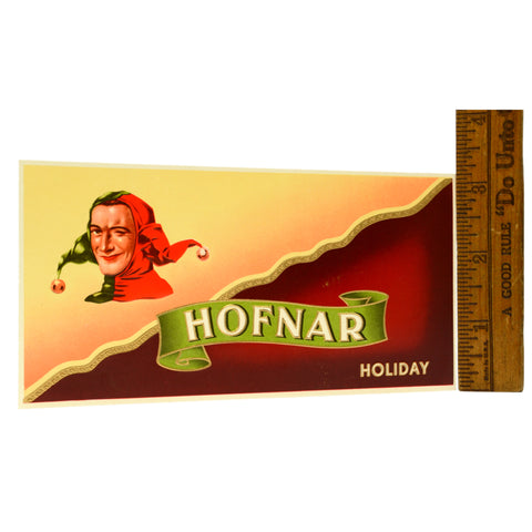 Vintage CIGAR BOX LABEL Brand New/Never Used HOFNAR 'HOLIDAY' Jester/Joker RARE!