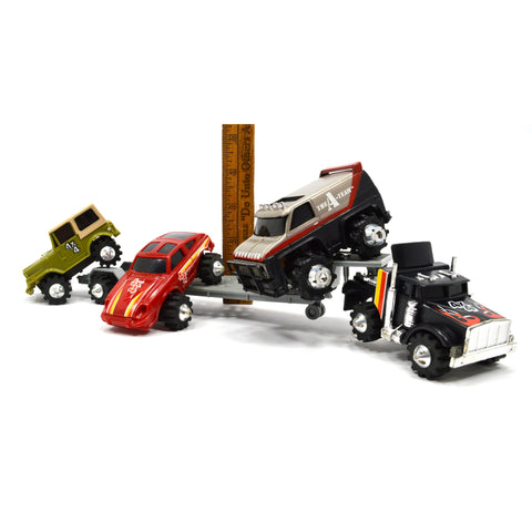 Vintage LJN TOYS ROUGH RIDERS 4X4 Lot of 4 CAR Jeep A-TEAM VAN & Tractor Trailer!