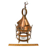 Vintage 'ARTS & CRAFTS' COPPER LIGHT FIXTURE Hanging/Hung PRIMITIVE/ANTIQUE LOOK