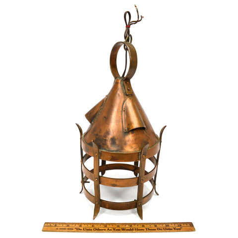 Vintage 'ARTS & CRAFTS' COPPER LIGHT FIXTURE Hanging/Hung PRIMITIVE/ANTIQUE LOOK