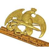 VTG/Antique BRASS EAGLE EMBLEM 5.5" Small Sign INSIGNIA LOGO PLAQUE Crown ITALY