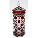 Vintage RUBY RED 'CUT-TO-CLEAR' CRYSTAL JAR Signed "BARTHMANN 1976 100/5" Lovely