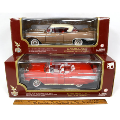 Lot of 2! ROAD LEGENDS DIECAST CARS 1:18 Scale CHEVY BEL AIR & CADILLAC ELDORADO