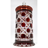 Vintage RUBY RED 'CUT-TO-CLEAR' CRYSTAL JAR Signed "BARTHMANN 1976 100/5" Lovely