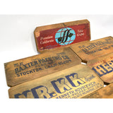 Antique FRUIT BOX LABEL Lot of 6 WOOD & PAPER LABELS Salvaged Crate Advertising