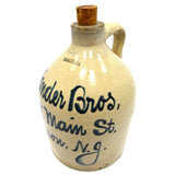 Antique STONEWARE WHISKEY JUG 9" Cobalt Script HOLLANDER BROS PATERSON, NJ Rare!