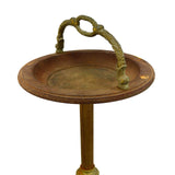 Vintage PEDESTAL ASHTRAY Mid-Century SMOKING STAND Brass & Steel WICKED PATINA!!