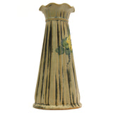 Antique WELLER "LOUELLA" BUD VASE 6.75" w/ Ruffle Lip MATTE GLAZED Yellow Flower