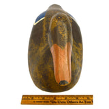 Vintage WOODEN DUCK DECOY Unsigned HAND-CARVED Hand-Painted GLASS EYES Folk Art?