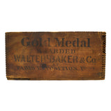 Vintage WOODEN CHOCOLATE CRATE Paper Label! "WALTER BAKER & CO. BREAKFAST COCOA"