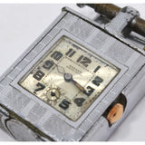 Antique MONROE "LIFT-ARM" LIGHTER w/ Working BANNER "SHOCK PROOF" CLOCK Art Deco