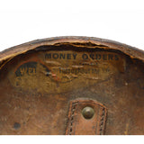Antique LEATHER TOP HAT BOX by "YOUNG BROS." of NY w/ ORIGINAL MONEY ORDER TAGS