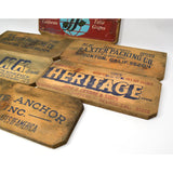 Antique FRUIT BOX LABEL Lot of 6 WOOD & PAPER LABELS Salvaged Crate Advertising