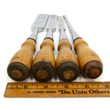 Vintage CRAFTSMAN WOOD CHISEL Set of 4 BEVELED EDGE CHISELS + Box 1/4 1/2 3/4 1