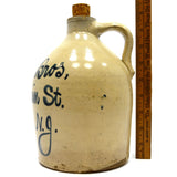 Antique STONEWARE WHISKEY JUG 9" Cobalt Script HOLLANDER BROS PATERSON, NJ Rare!
