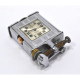 Antique MONROE "LIFT-ARM" LIGHTER w/ Working BANNER "SHOCK PROOF" CLOCK Art Deco