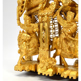 Exquisite Old CARVED WOOD OPENWORK PANEL Gold-Gilt/Gilded IMPERIAL CHINESE SCENE