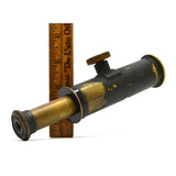 Antique HAND-HELD 5" TELESCOPE Line of Sight JAPANNED BRASS SCOPE Surveying/Navy