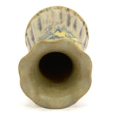 Antique WELLER "LOUELLA" BUD VASE 6.75" w/ Ruffle Lip MATTE GLAZED Yellow Flower