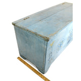 VTG/Antique HAND-PAINTED BLANKET CHEST Folk Art Box BABY BLUE TRUNK Floral Motif