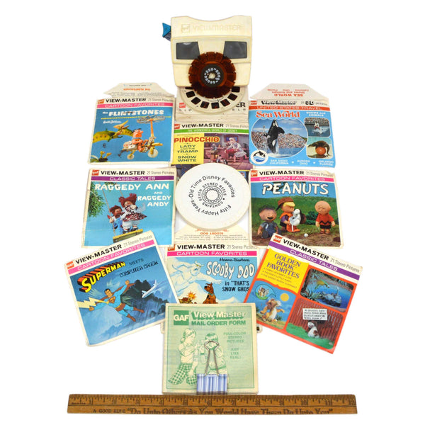 Vintage VIEW-MASTER VIEWER & REEL Lot of 16 Sets + EXTRAS! Scooby-Doo SUPERMAN +