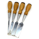 Vintage CRAFTSMAN WOOD CHISEL Set of 4 BEVELED EDGE CHISELS + Box 1/4 1/2 3/4 1