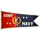 Vintage ARMY-NAVY "E" AWARD 8 Foot PENNANT FLAG + Book & Letters J. ROYLE & SONS