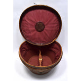 Antique LEATHER TOP HAT BOX by "YOUNG BROS." of NY w/ ORIGINAL MONEY ORDER TAGS