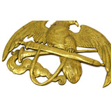 VTG/Antique BRASS EAGLE EMBLEM 5.5" Small Sign INSIGNIA LOGO PLAQUE Crown ITALY