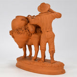 Vintage "GRASSO ITALY" TERRACOTTA FIGURINE Clay Statue/Sculpture MAN-DONKEY-JUGS