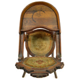 Antique EMBROIDERED WOOD BABY HIGH-CHAIR Folding/Convertible EASTLAKE STYLE 19th