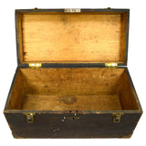 Antique WOODEN BOX Small Trunk TRINKET CHEST Brass Corners & Latches WOW PATINA!