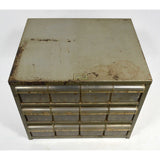 Vintage AKRO-MILS PARTS STORAGE CABINETS Lot of 2 Gray 12-DRAWER BINS 13x11x11"
