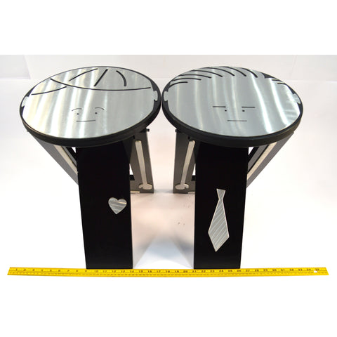 Original FUNCTIONAL ART "STOOLIE" STOOL Lot of 2 F GARBOTZ Son & Daughter Stools