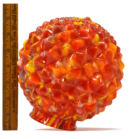 Vintage CZECH GLASS LAMP SHADE Multicolor Hobnail 6.5" END OF DAY GLOBE Art Deco