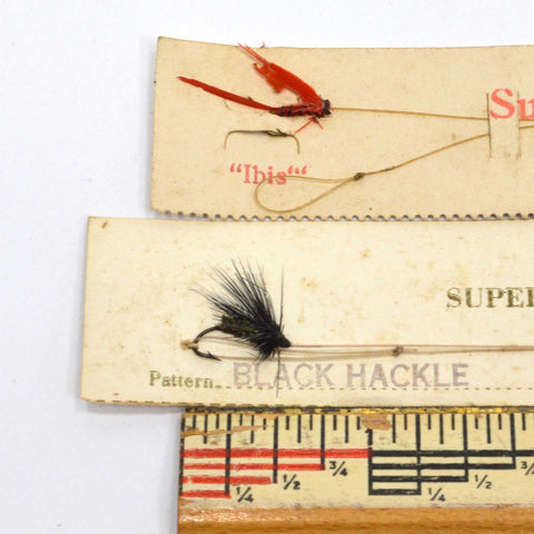 Antique WINCHESTER & S.P "SUPERIOR TROUT FLIES" On Card "BLACK HACKLE 3201" Rare!