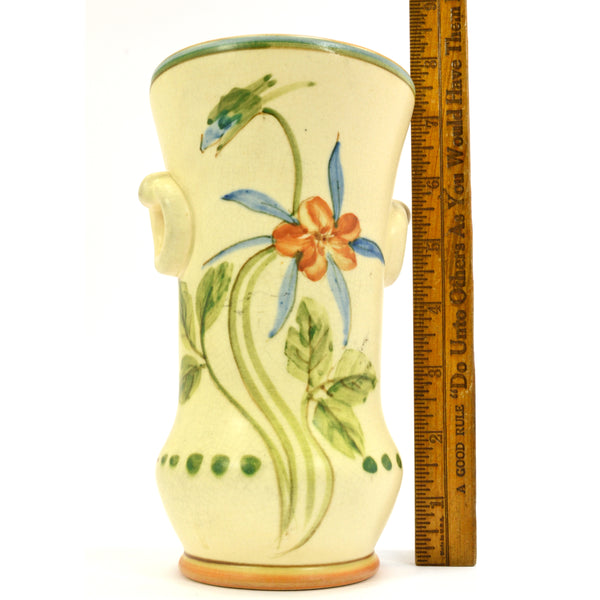 Antique WELLER POTTERY BONITO VASE 7.25" Hand-Painted FLORAL MOTIF Artist Signed