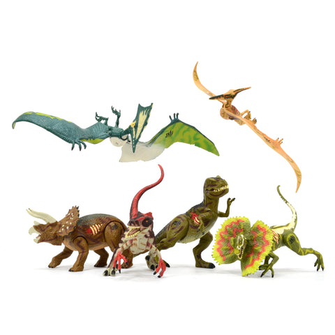 Excellent! JURASSIC PARK III (3) TOY DINOSAUR FIGURES Lot of 6 T-REX V-Raptor ++