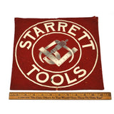 Vintage "STARRETT TOOLS" CLOTH SWATH 11"x11" Black Frame LOGO ON FABRIC Unusual!