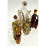 Antique BOTTLE LOT OF 10 MEDICINE-CURES Paper Label & Contents APOTHECARY / DRUG