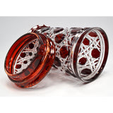 Vintage RUBY RED 'CUT-TO-CLEAR' CRYSTAL JAR Signed "BARTHMANN 1976 100/5" Lovely