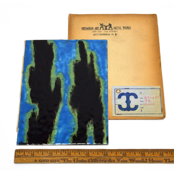 Antique SALESMAN SAMPLE(?) Painted Tile/Panel "COLUMBIAN ART METAL WORKS" (5of8)